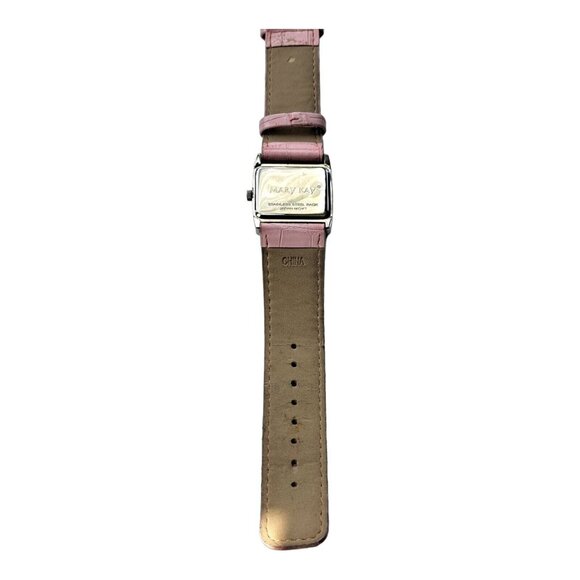 Mary Kay Womens Watch Silver Tone Rhinestone Wide Leather Pink Band Analog READ - Picture 7 of 9